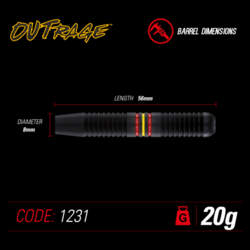 Šipky Steel Winmau OUTRAGE 20 g