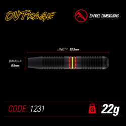 Šipky Steel Winmau OUTRAGE 22 g