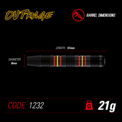 Šipky Steel Winmau OUTRAGE 21 g