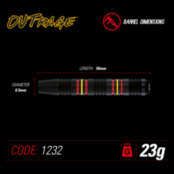 Šipky Steel Winmau OUTRAGE 23 g