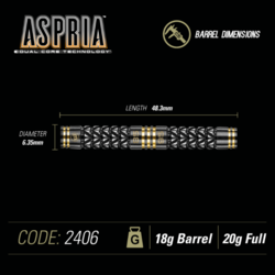 Šipky Soft Winmau ASPRIA 95/85% DUAL Tungsten 20 g