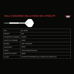Šipky Steel Bull's Massimo Dalla-Rosa 90% 20 g