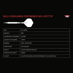 Šipky Soft Bull's Benjamin Pratnemer 90% 18 g