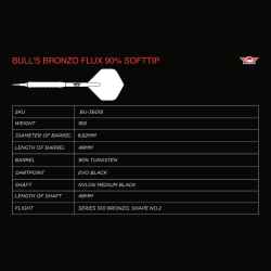 Šipky Bull's Bronzo Flux 90% Soft Tip 20 g