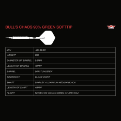 Šipky Bull's Chaos Green 90% Soft Tip 21 g