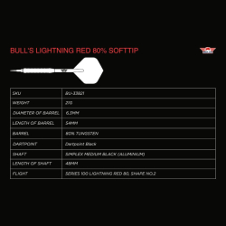Šipky Soft Bull's Lightning Red 80% 21 g