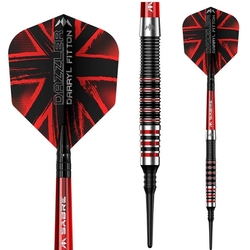 Šipky Soft Mission Darryl Fitton Electro Black & Red - The Dazzler 18g