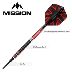 Šipky Soft Mission Darryl Fitton Electro Black & Red - The Dazzler 18g