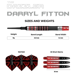 Šipky Soft Mission Darryl Fitton Electro Black & Red - The Dazzler 18g