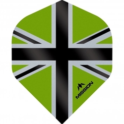 Mission Alliance Union Jack Dart Flights No2 Std Black with Green 100 Micron