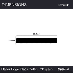 Šipky Soft Red Dragon Razor Edge Black 20 g