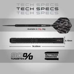 Šipky Steel Winmau Peter Wright Black Mamba 24 g