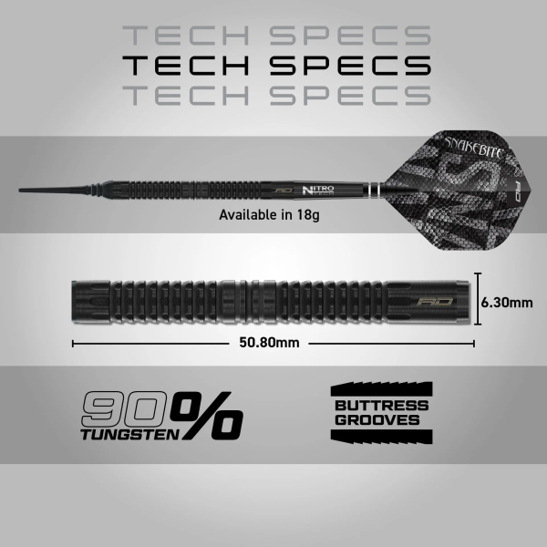 Šipky Soft Winmau Peter Wright Black Mamba 20 g